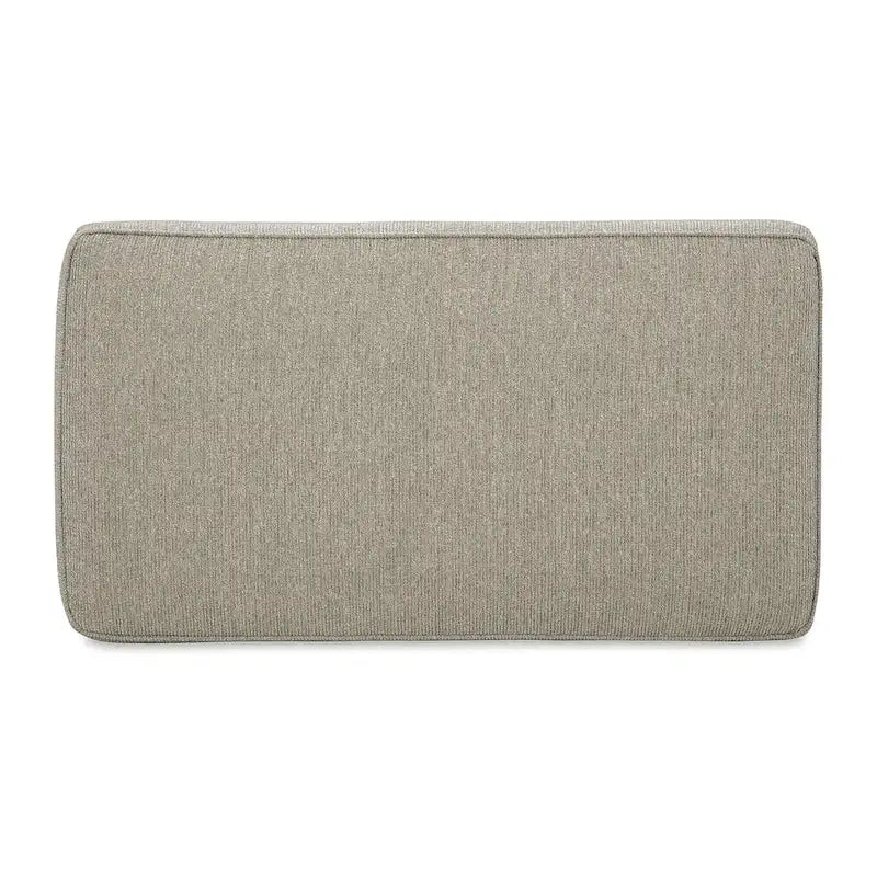 Gray Chunky Fabric Ottoman with Matte Black Wood Trim