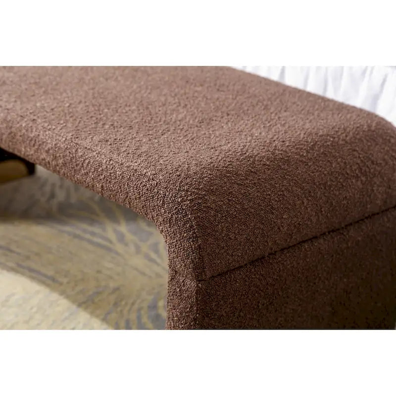 Boucle Fabric Loveseat Bench with Gold Metal Legs