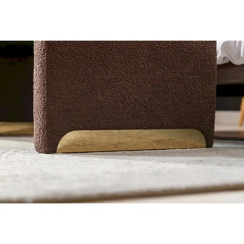 Boucle Fabric Loveseat Bench with Gold Metal Legs