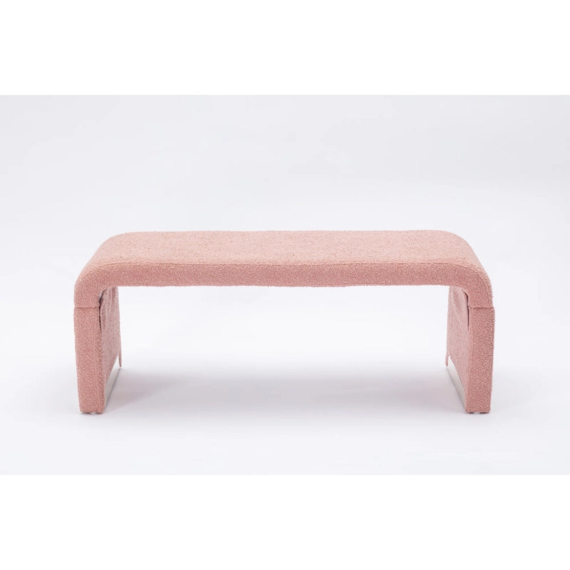 Boucle Fabric Loveseat Bench with Gold Metal Legs