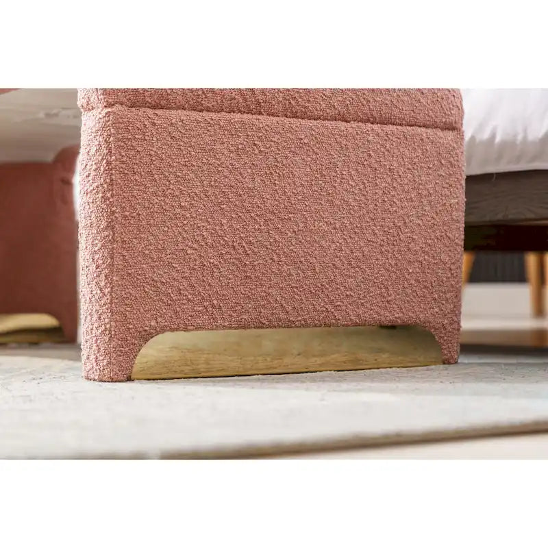 Boucle Fabric Loveseat Bench with Gold Metal Legs