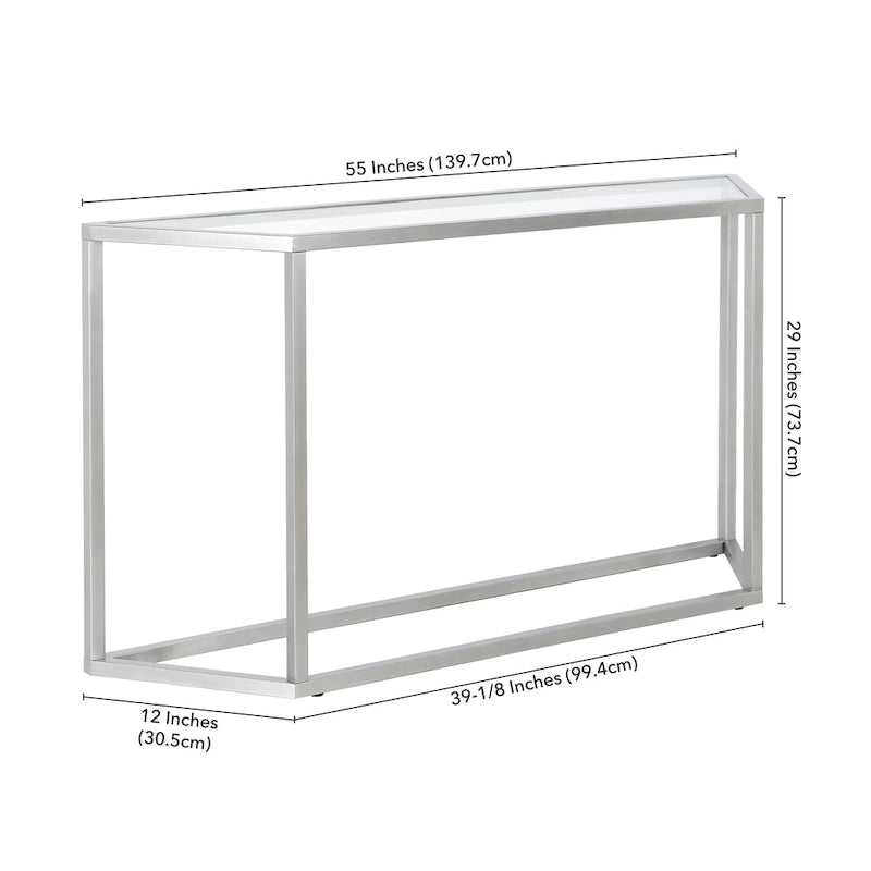 55-Inch Modern Console Table with Glass Top