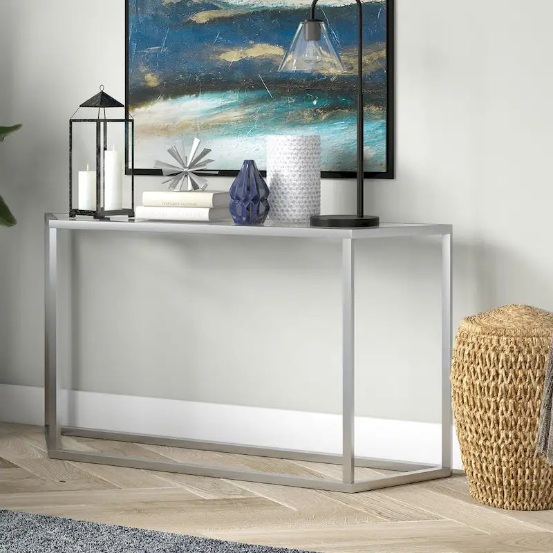55-Inch Modern Console Table with Glass Top