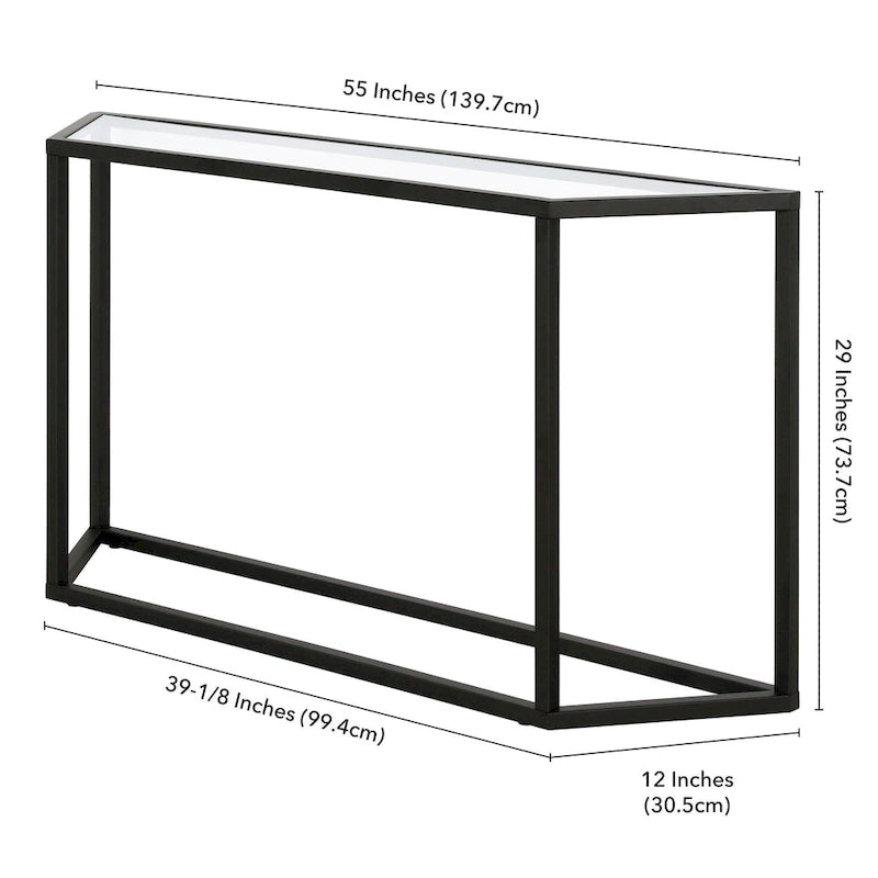 55-Inch Modern Console Table with Glass Top