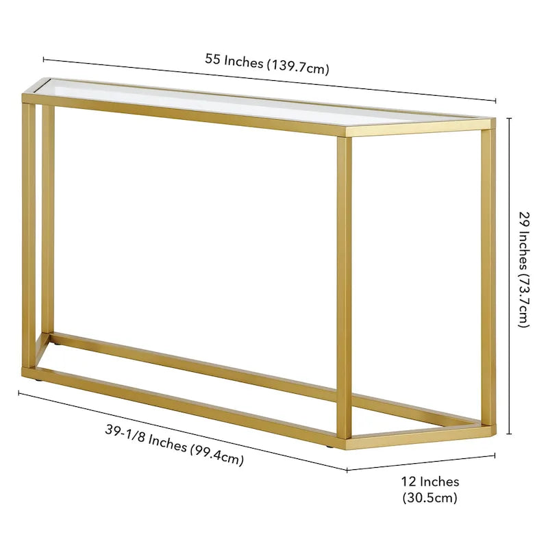 55-Inch Modern Console Table with Glass Top