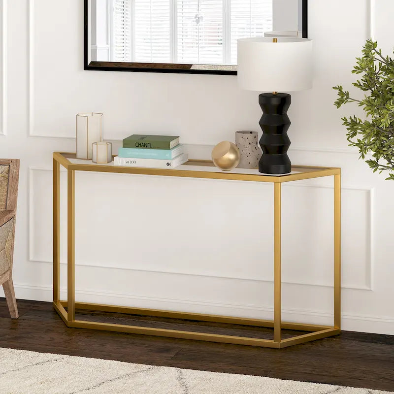 55-Inch Modern Console Table with Glass Top