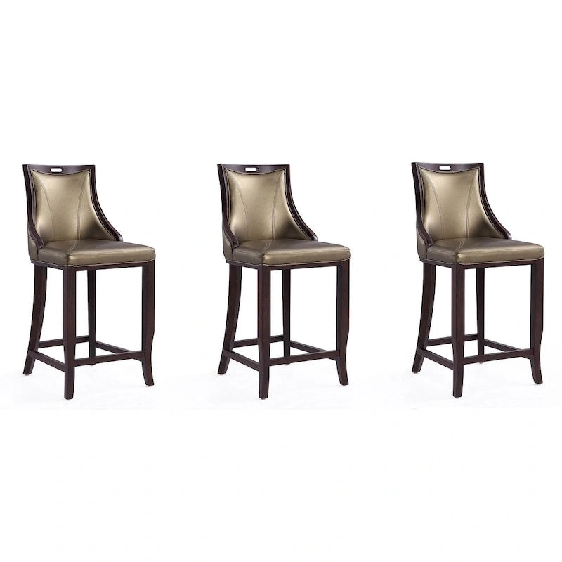 41 in. Walnut Beech Wood Bar Stool (Set of 3)