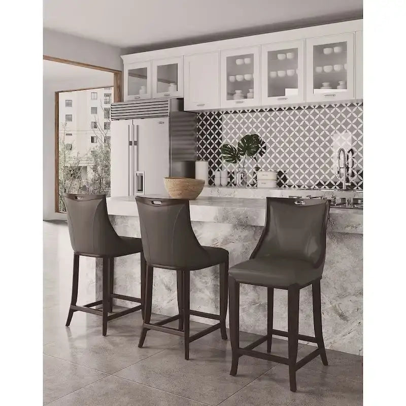 41 in. Walnut Beech Wood Bar Stool (Set of 3)