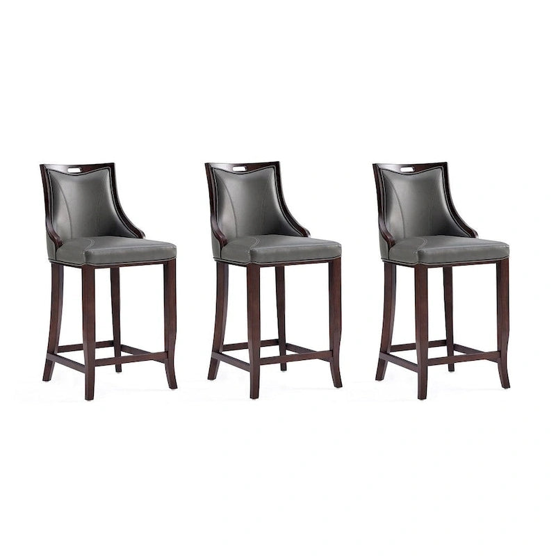 41 in. Walnut Beech Wood Bar Stool (Set of 3)