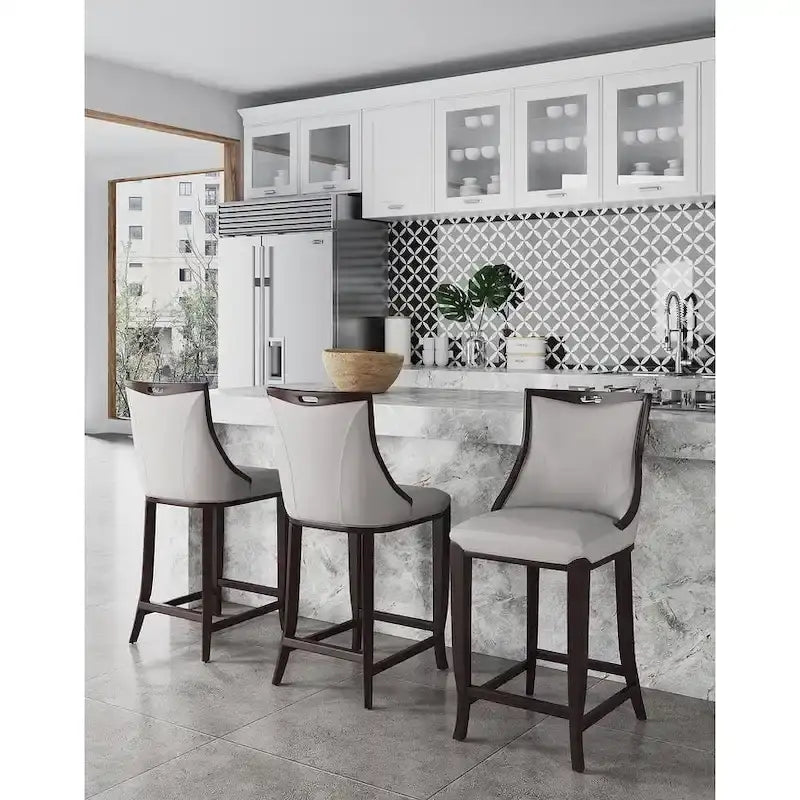 41 in. Walnut Beech Wood Bar Stool (Set of 3)