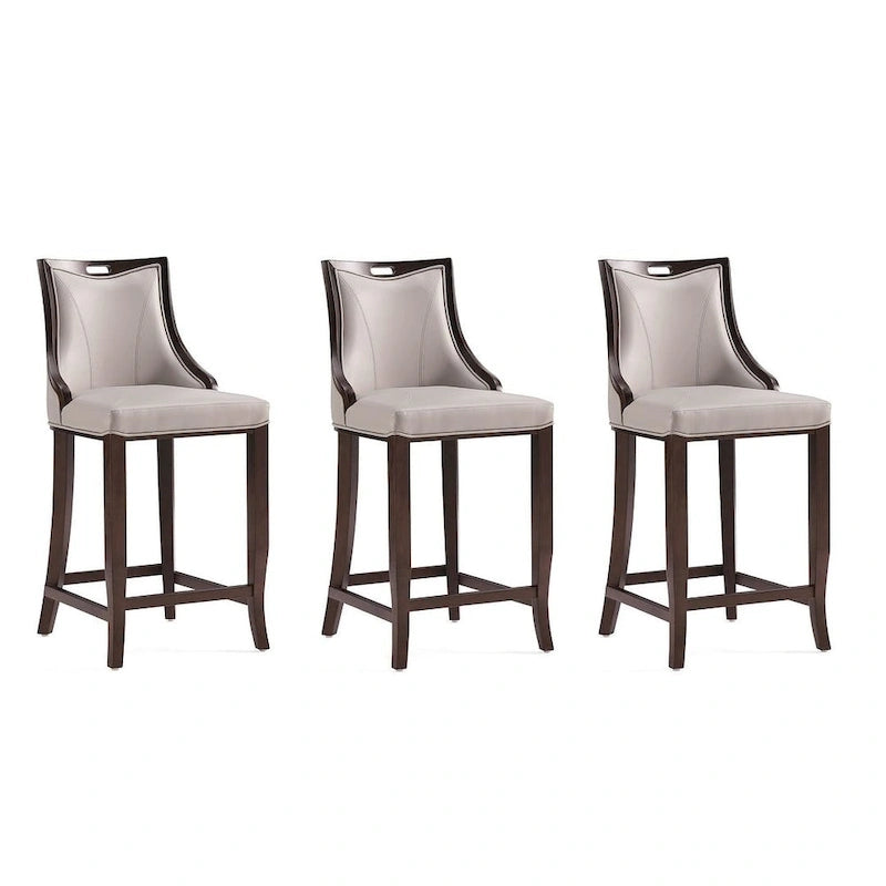 41 in. Walnut Beech Wood Bar Stool (Set of 3)