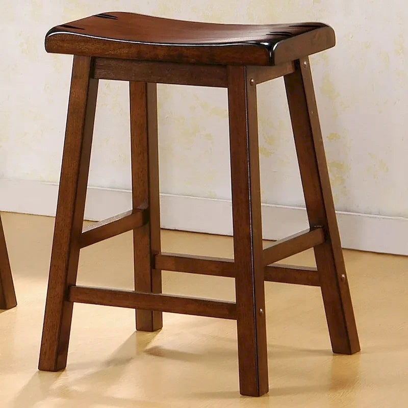 Saddle-Style Wood Bar Stools, Set of 2 - Counter or Bar Height