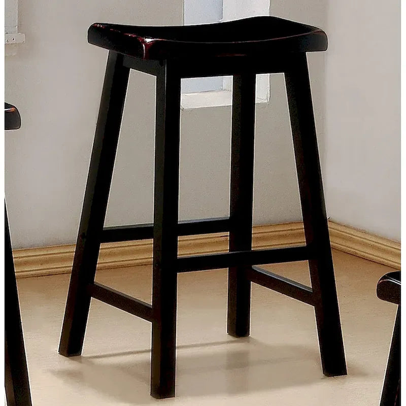 Saddle-Style Wood Bar Stools, Set of 2 - Counter or Bar Height