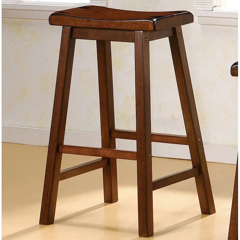 Saddle-Style Wood Bar Stools, Set of 2 - Counter or Bar Height