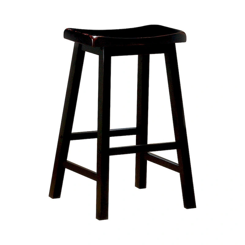 Saddle-Style Wood Bar Stools, Set of 2 - Counter or Bar Height