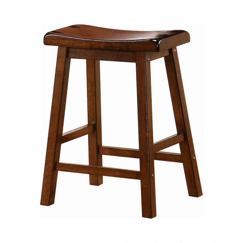 Saddle-Style Wood Bar Stools, Set of 2 - Counter or Bar Height