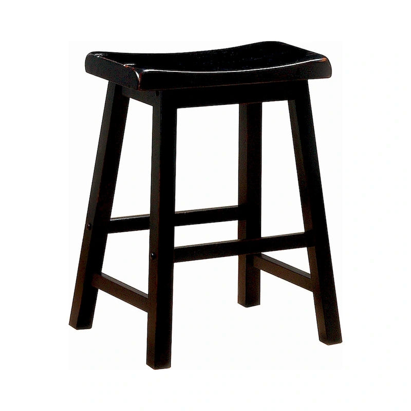 Saddle-Style Wood Bar Stools, Set of 2 - Counter or Bar Height