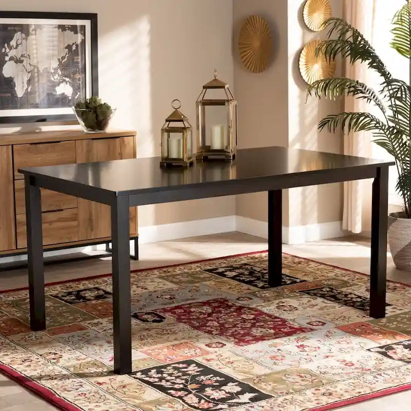 Modern Espresso Finished Wood Rectangular Dining Table