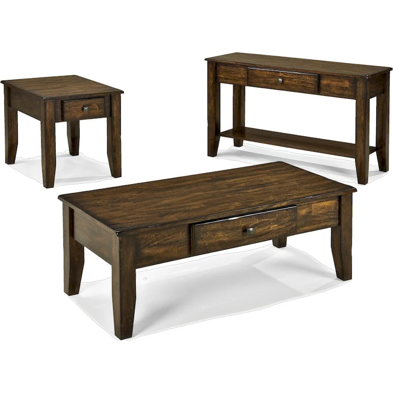 22-Inch Solid Mango Wood End Table with Drawer, Brushed Raisin Finish