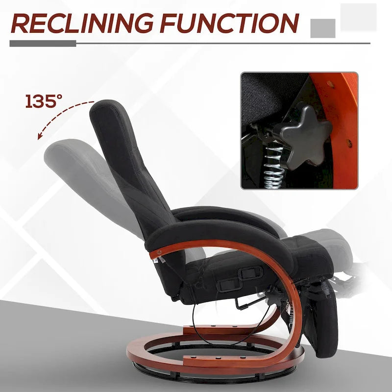 Manual Recliner Chair for Adults, Adjustable Swivel Recliner with Footrest