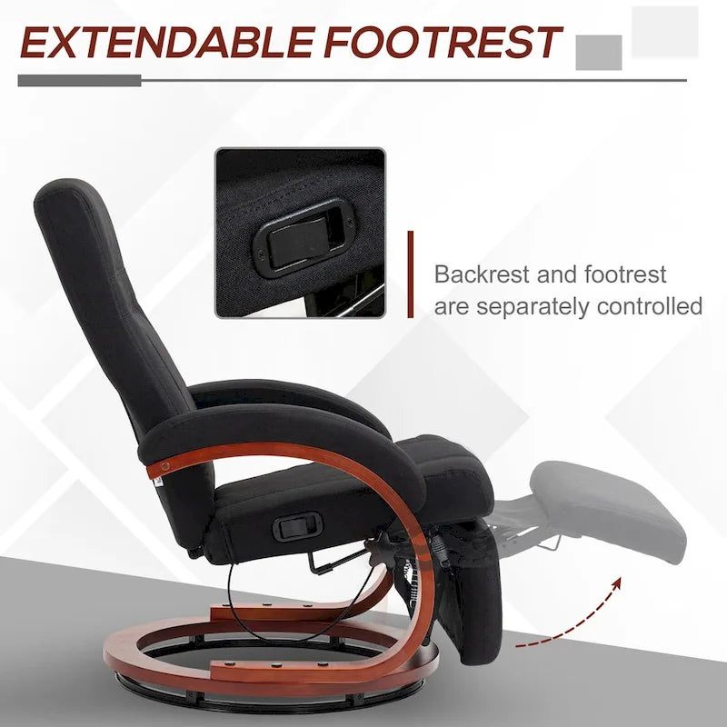 Manual Recliner Chair for Adults, Adjustable Swivel Recliner with Footrest