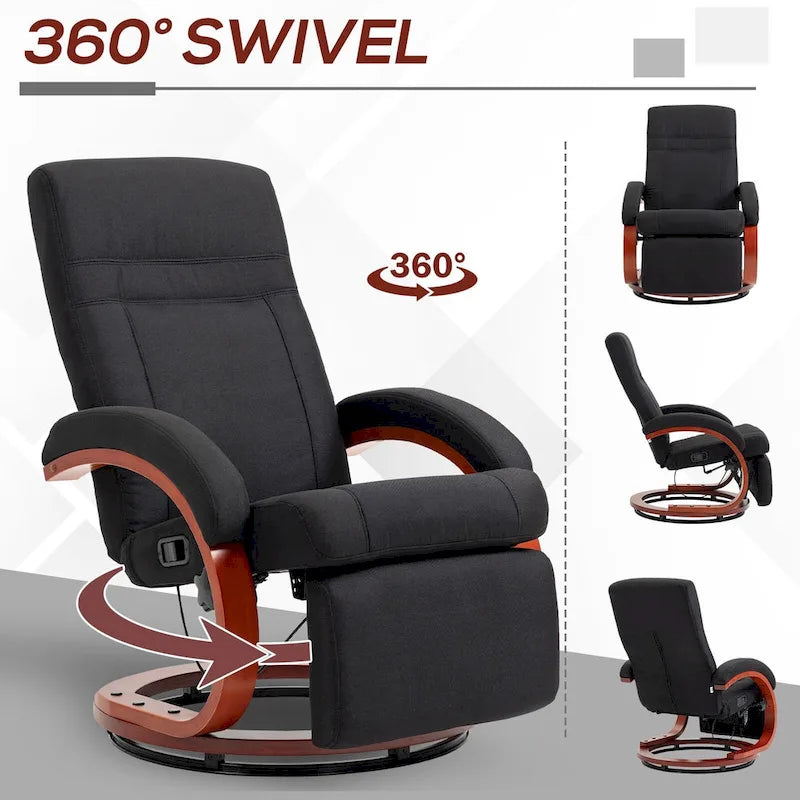 Manual Recliner Chair for Adults, Adjustable Swivel Recliner with Footrest