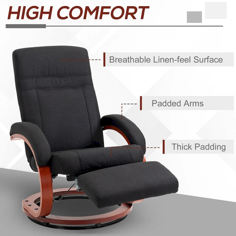Manual Recliner Chair for Adults, Adjustable Swivel Recliner with Footrest