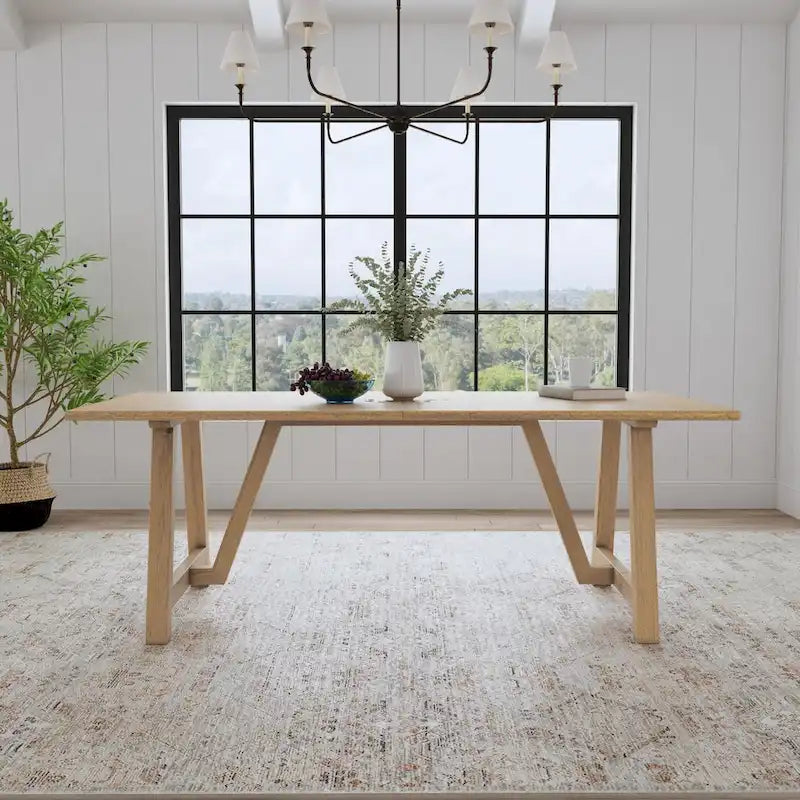 Trestle Brown Wood Dining Table - 82 x 30 x 38