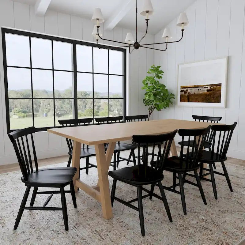 Trestle Brown Wood Dining Table - 82 x 30 x 38