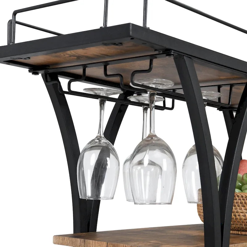 Industrial Bar Cart with Wheels
