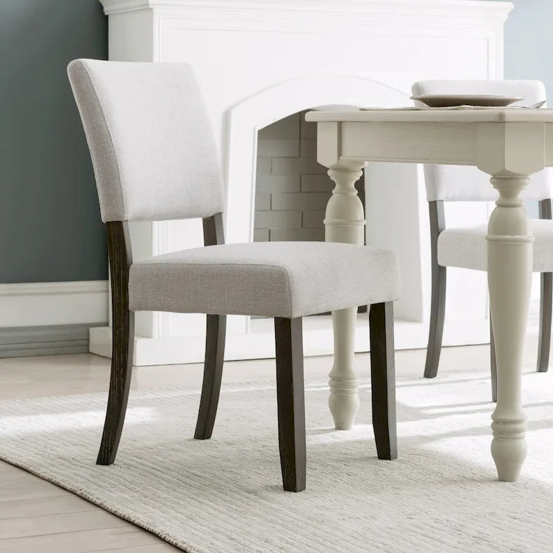 Upholstered Back Dining Chair with Wood Base, Set of 2