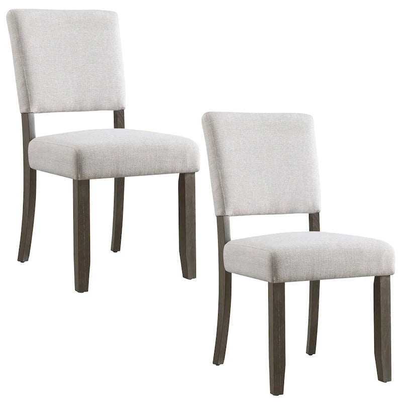 Upholstered Back Dining Chair with Wood Base, Set of 2