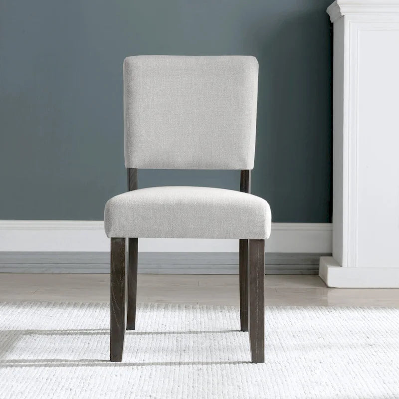 Upholstered Back Dining Chair with Wood Base, Set of 2