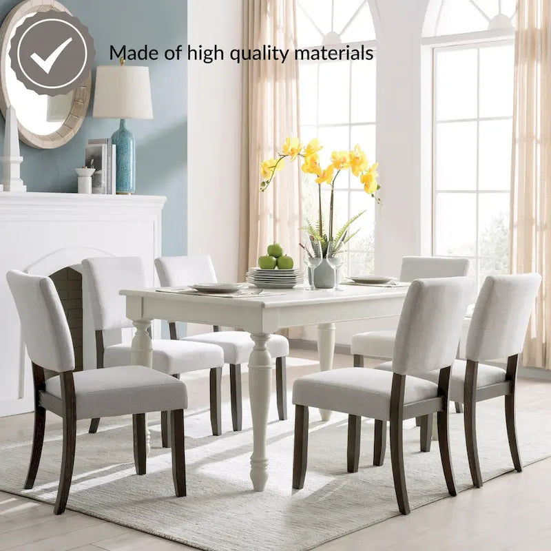 Upholstered Back Dining Chair with Wood Base, Set of 2
