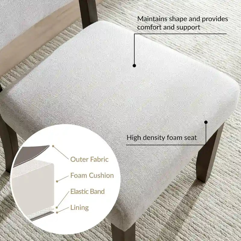 Upholstered Back Dining Chair with Wood Base, Set of 2
