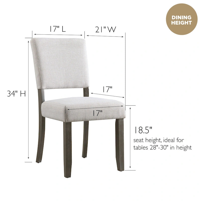 Upholstered Back Dining Chair with Wood Base, Set of 2
