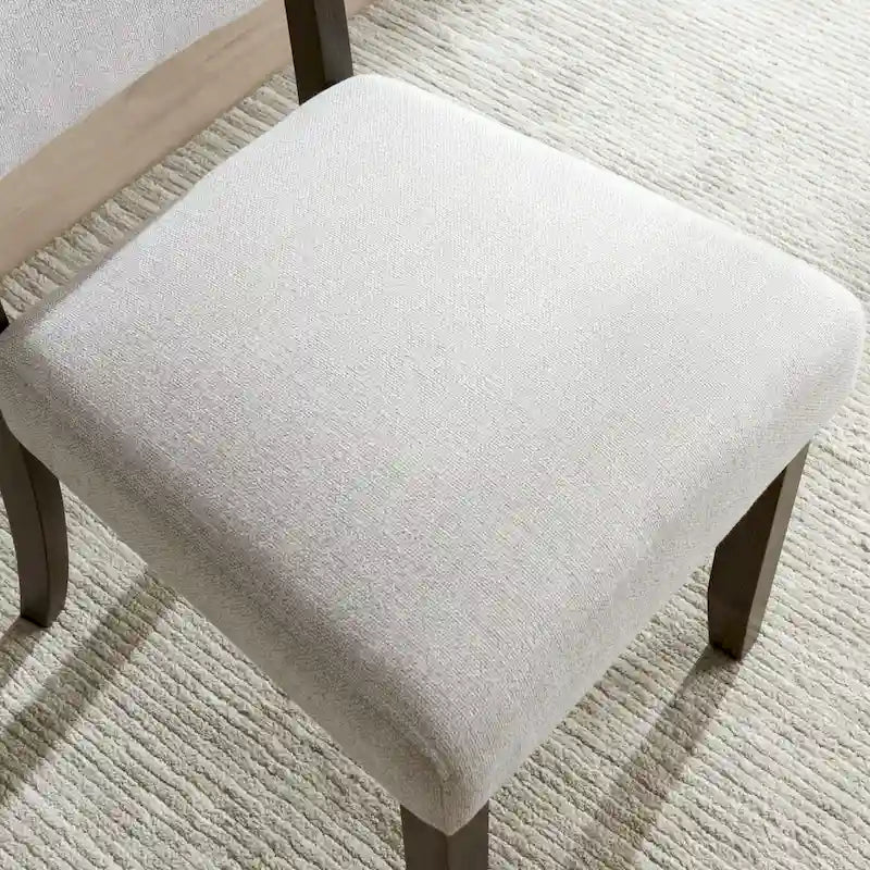Upholstered Back Dining Chair with Wood Base, Set of 2