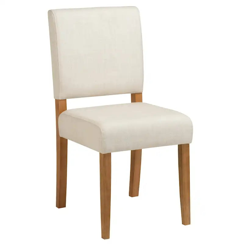 Upholstered Back Dining Chair with Wood Base, Set of 2