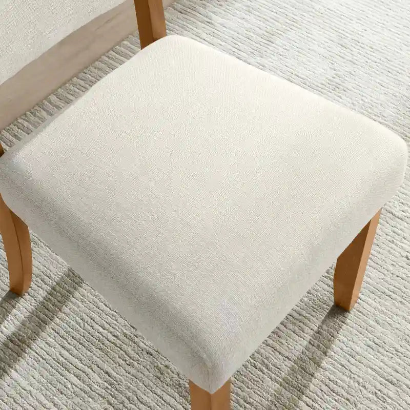 Upholstered Back Dining Chair with Wood Base, Set of 2