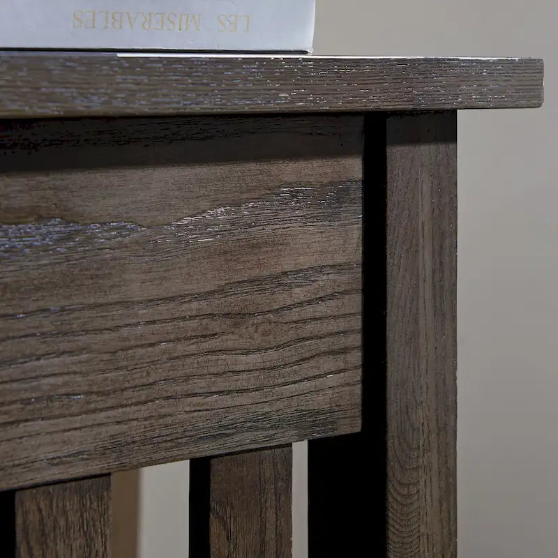 Mission Style Narrow 1-Drawer End Table in Dark Earth Finish