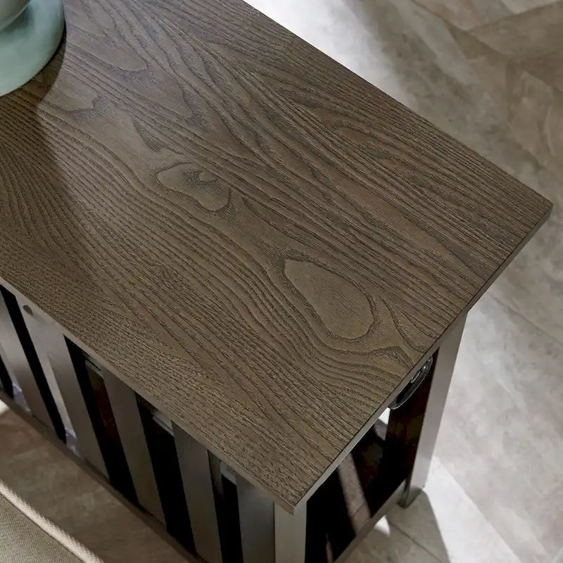 Mission Style Narrow 1-Drawer End Table in Dark Earth Finish