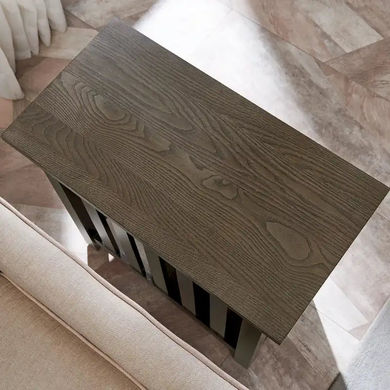Mission Style Narrow 1-Drawer End Table in Dark Earth Finish