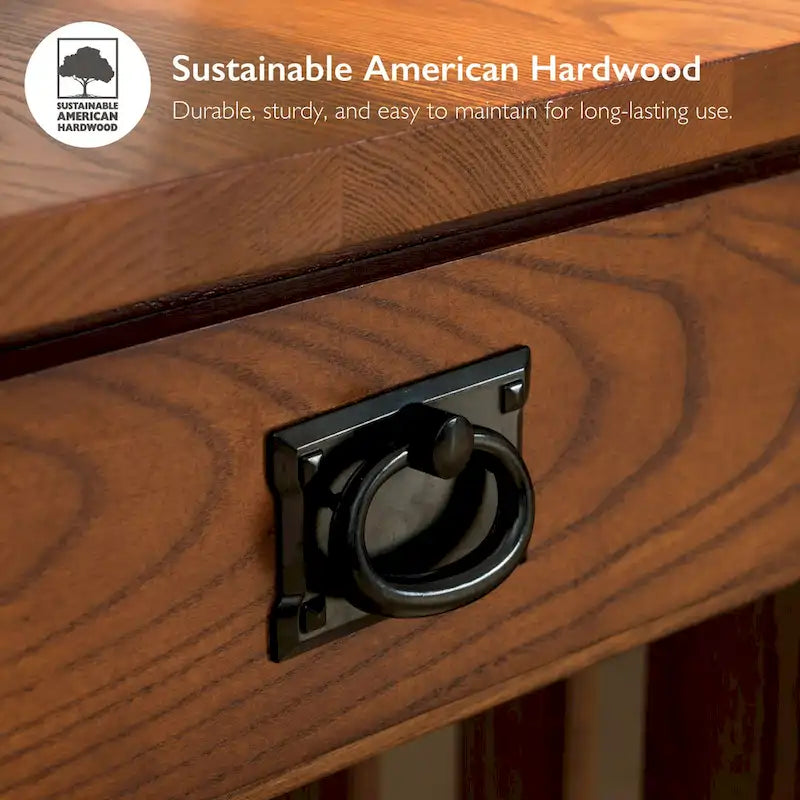 Mission Style Narrow 1-Drawer End Table in Dark Earth Finish