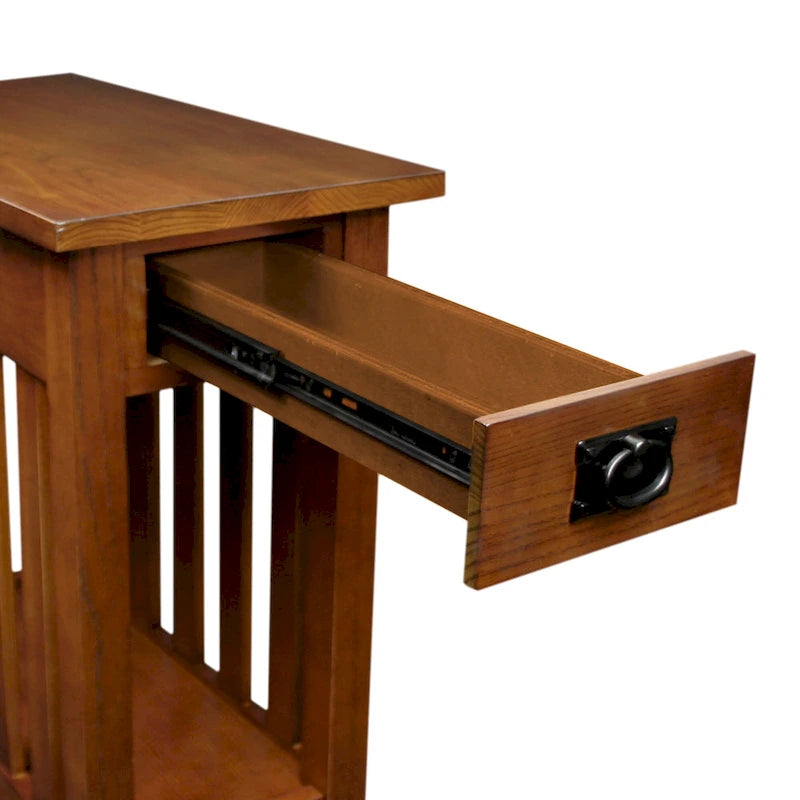 Mission Style Narrow 1-Drawer End Table in Dark Earth Finish