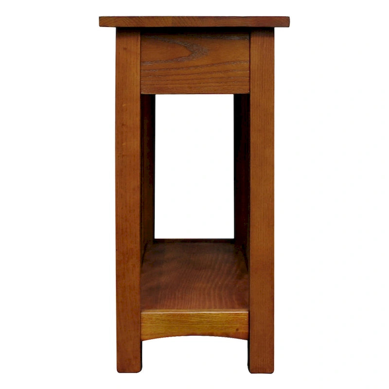 Mission Style Narrow 1-Drawer End Table in Dark Earth Finish