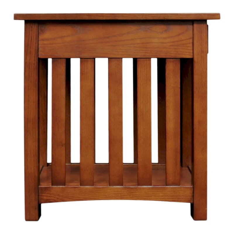 Mission Style Narrow 1-Drawer End Table in Dark Earth Finish