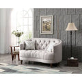 Traditional Tufted Fabric Loveseat with Throw Pillows
