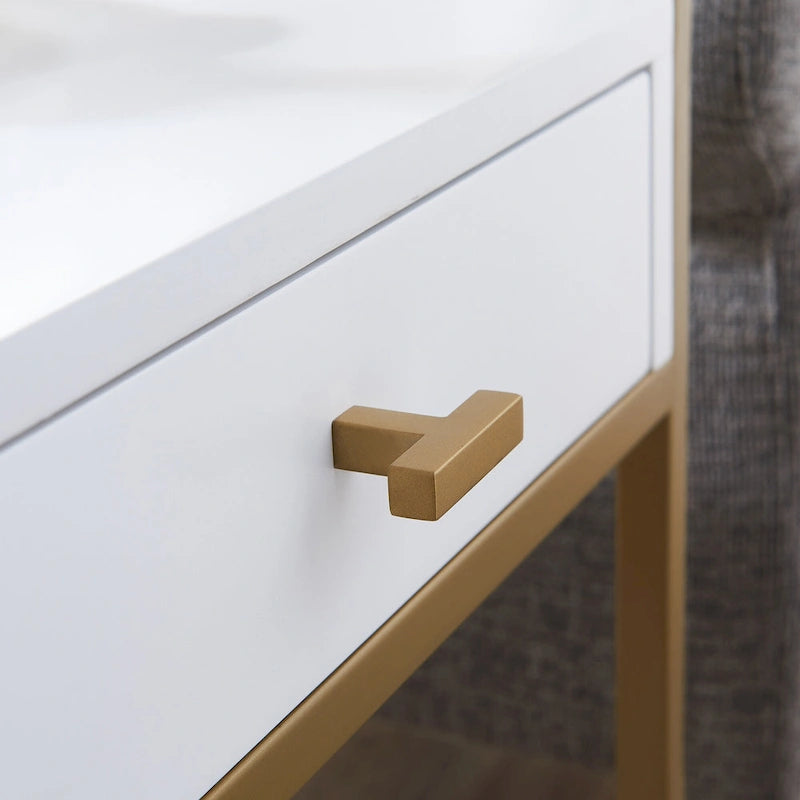 Mixed Metal and Wood Drawer End Table with Gold X-Motif Frame
