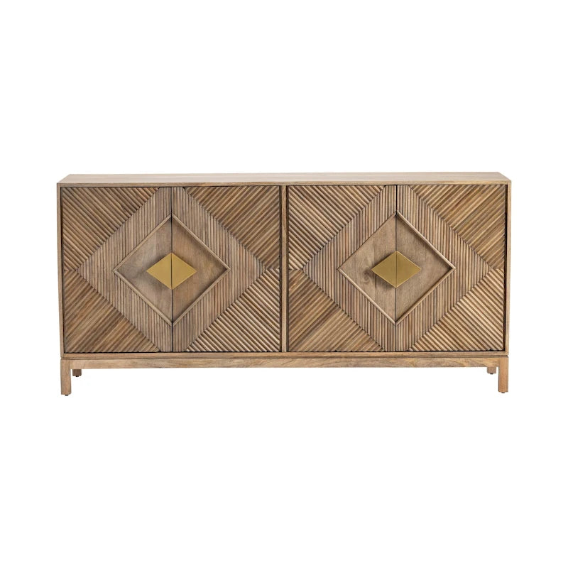 Four-Door Sideboard with Diamond Carvings and Cable Management - 72x16x34