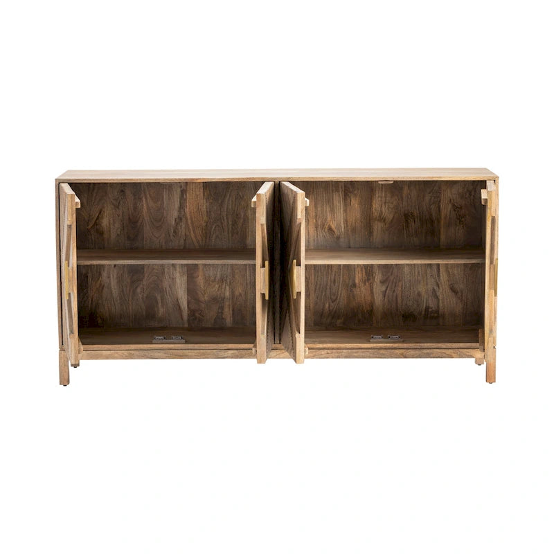 Four-Door Sideboard with Diamond Carvings and Cable Management - 72x16x34